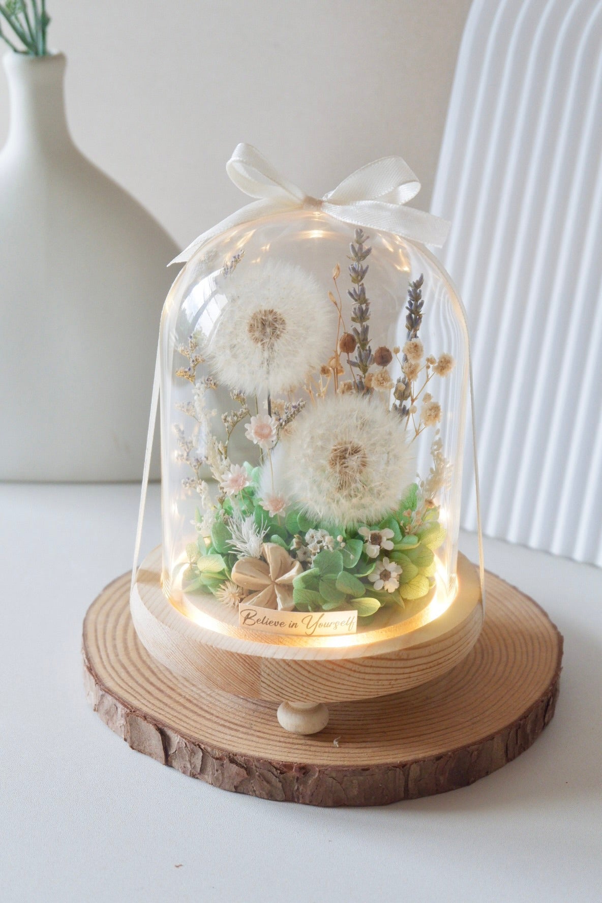 Dandelion Dreams Preserved Flower Bell Jar