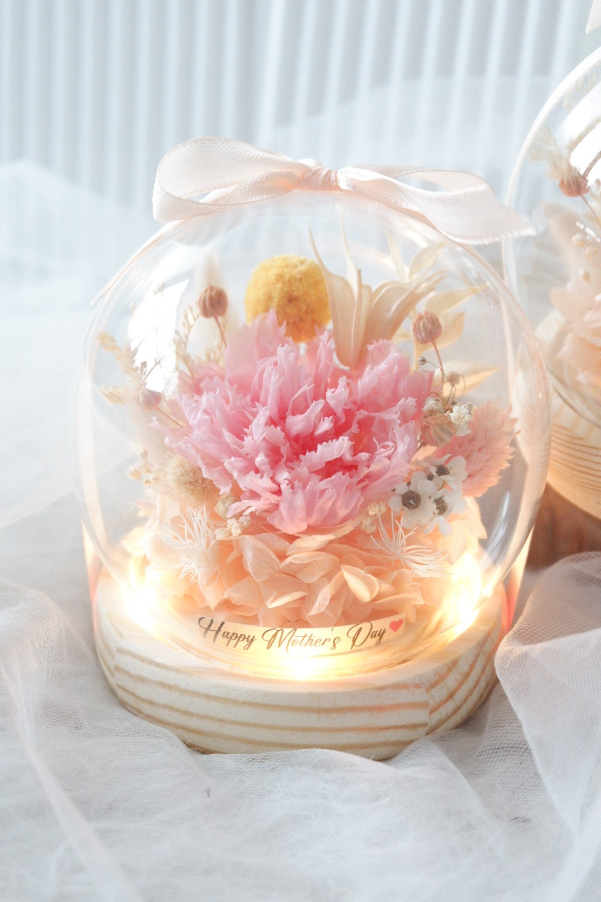 Petit Carnation Preserved Flower Snow Globe