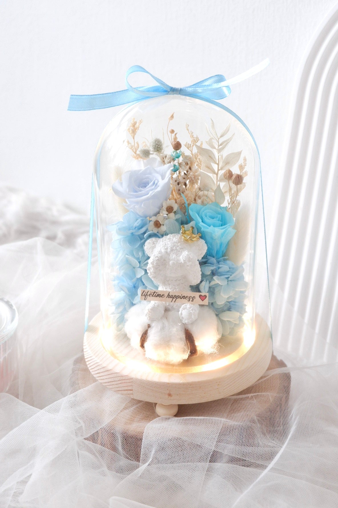Elysia Preserved Bell Jar with Lights (Blue)