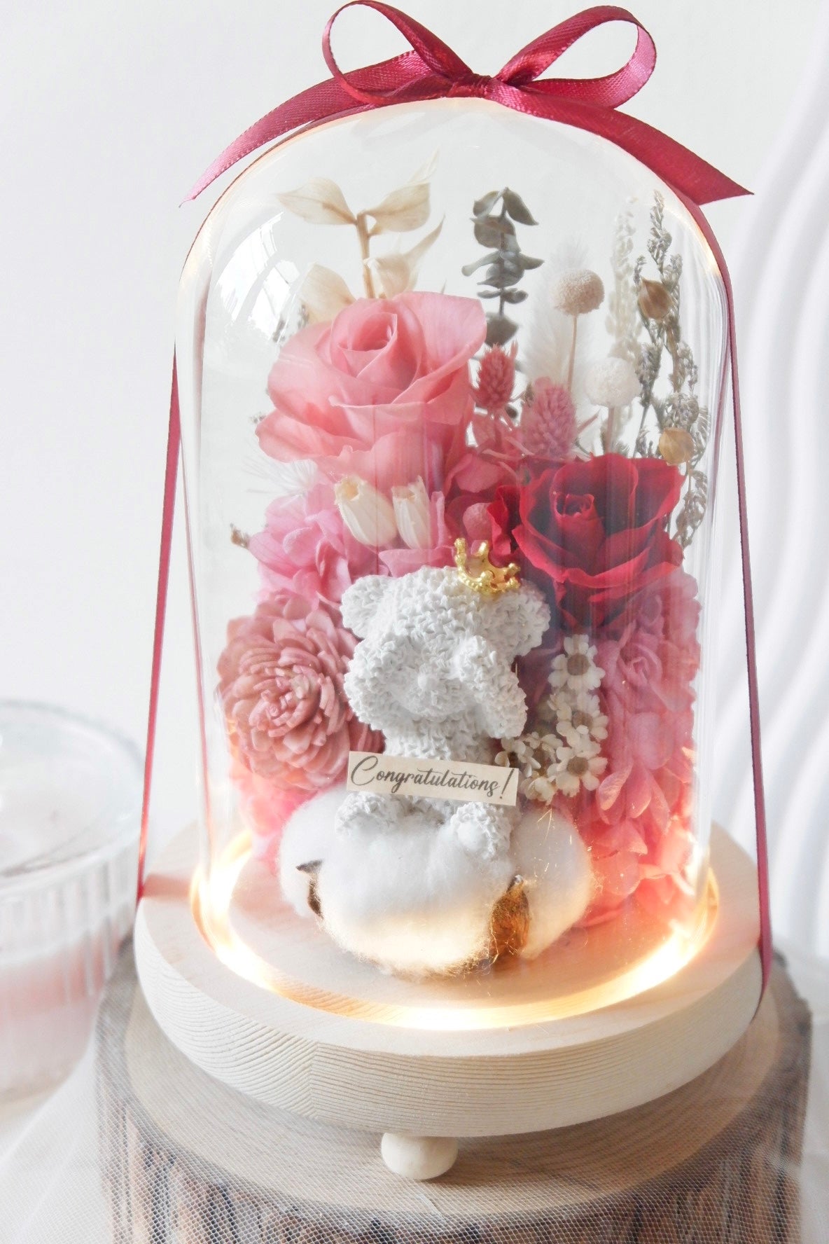Elysia Preserved Bell Jar with Lights (Red)
