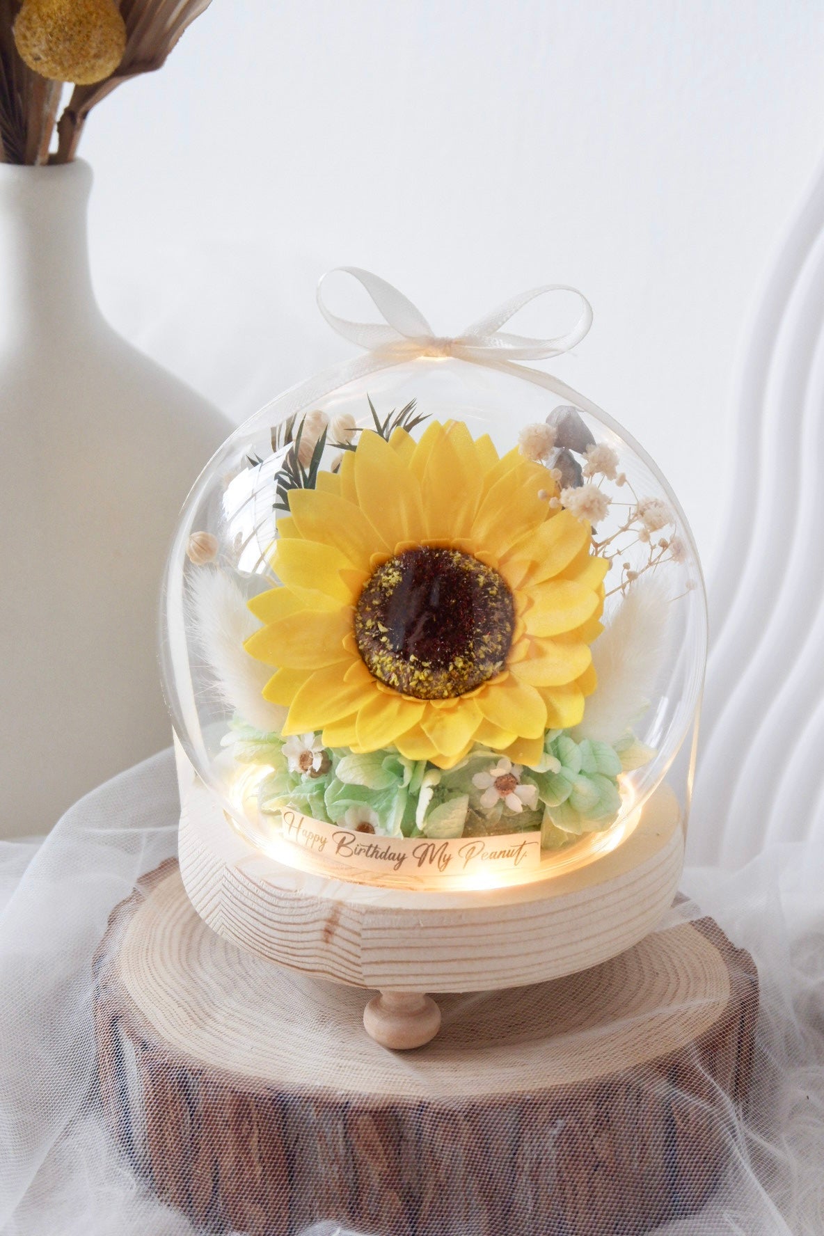 Sunshine Mix Flower Snow Globe with Lights