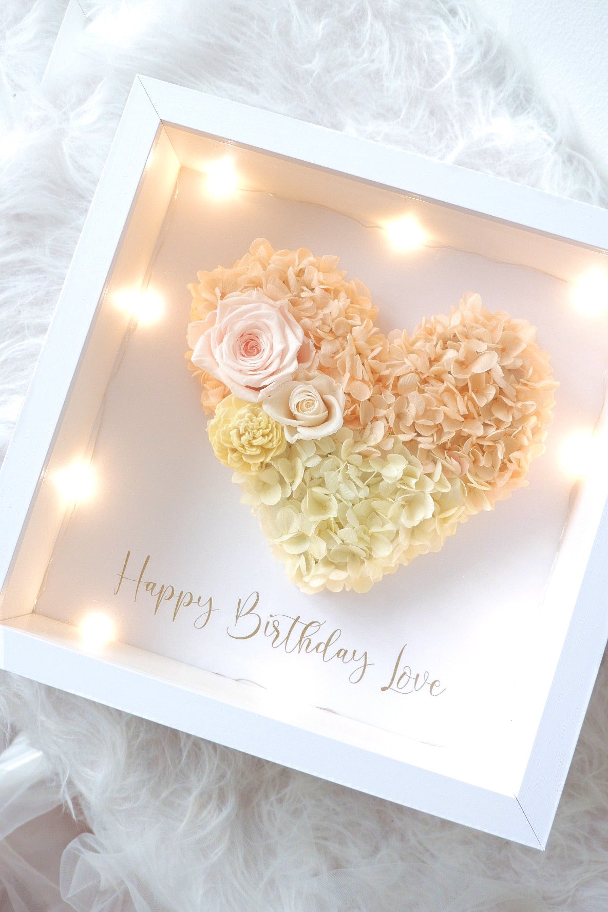 PREORDER Peach Ombré Heart Preserved Frame (White Frame)