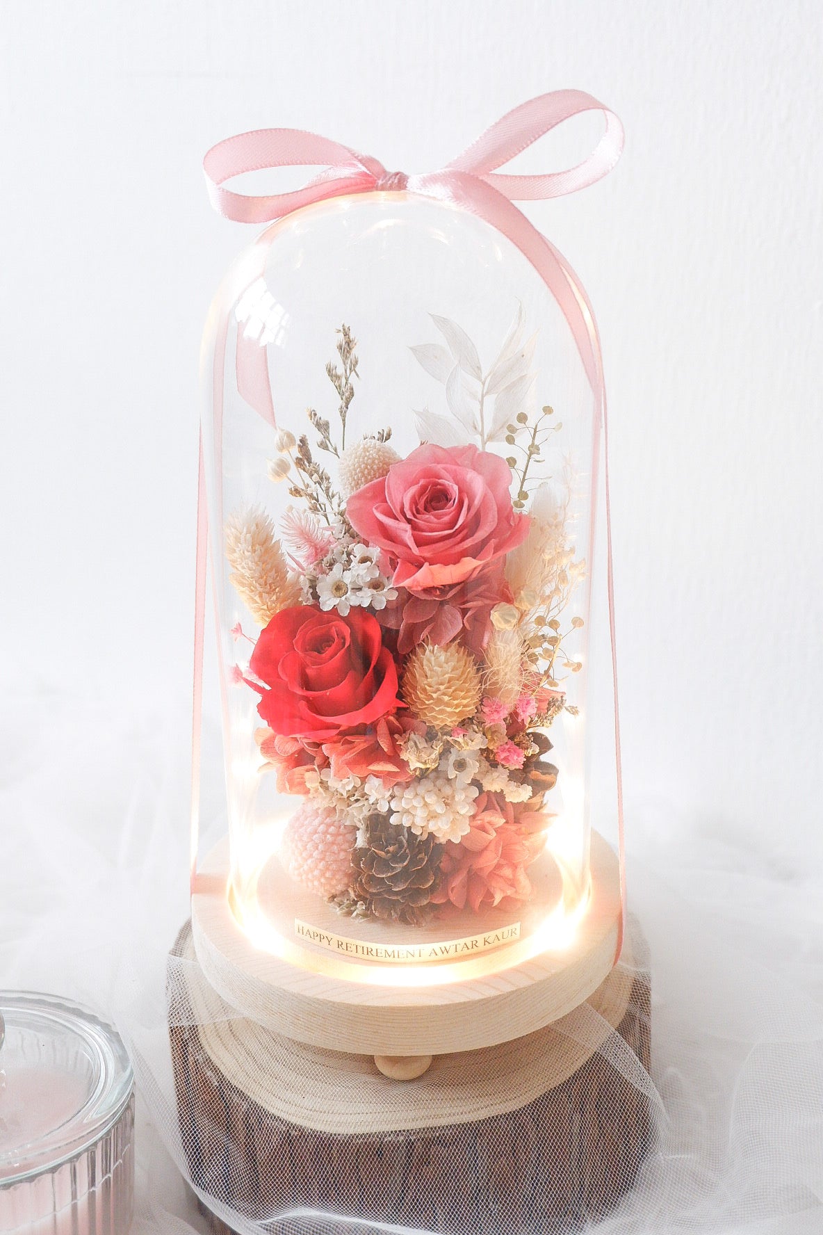 Roxanne Preserved Large Bell Jar with Lights