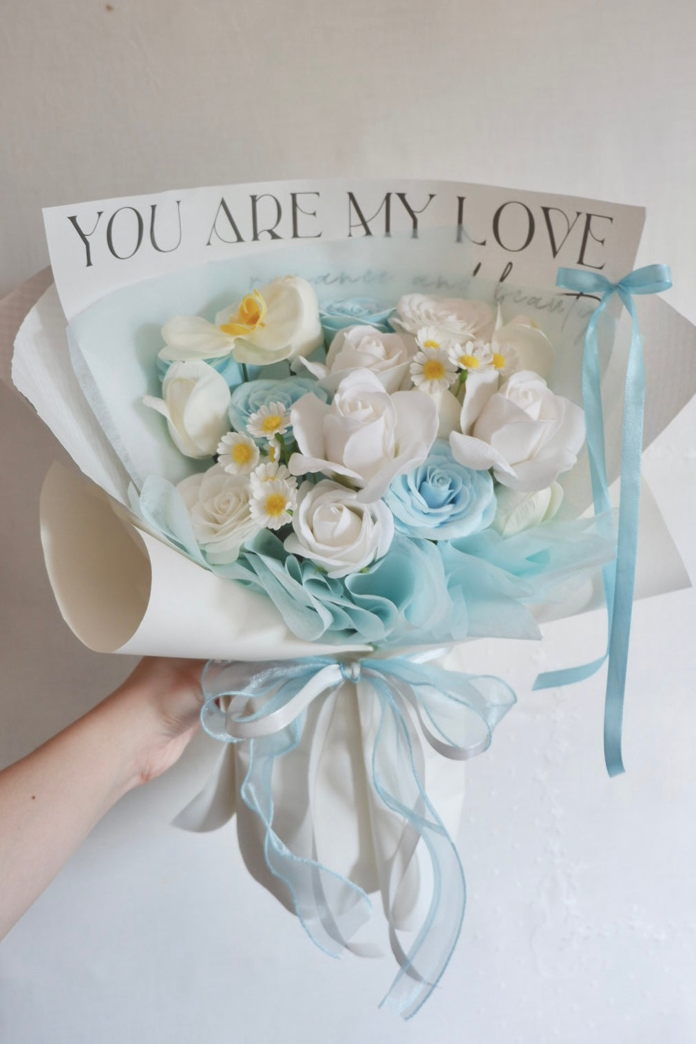 Ivory Sky Soap Flower Bouquet