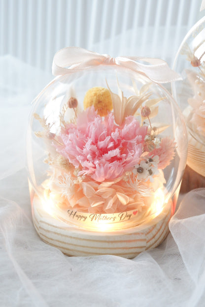 Petit Carnation Preserved Flower Snow Globe