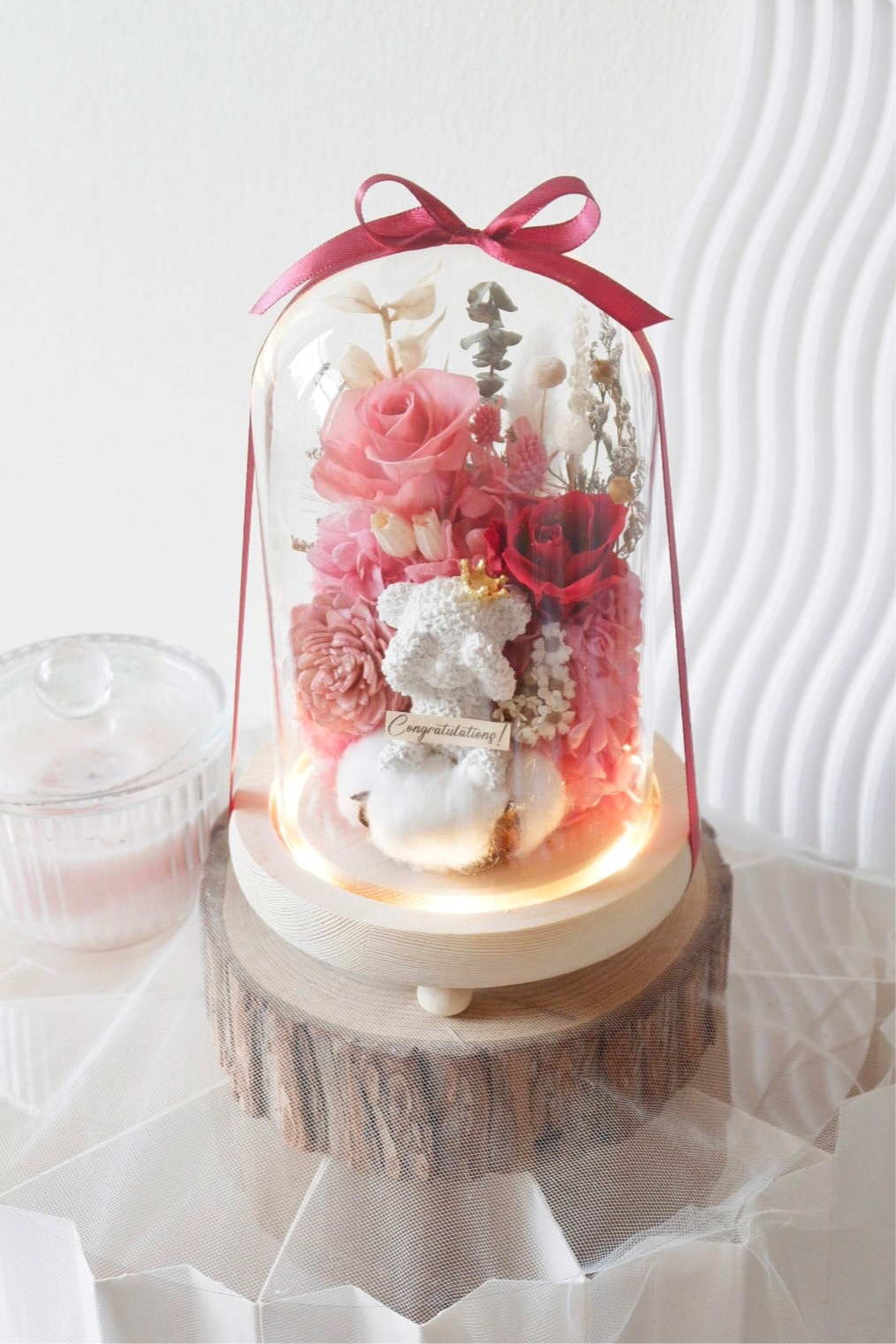 Elysia Preserved Bell Jar with Lights (Red)