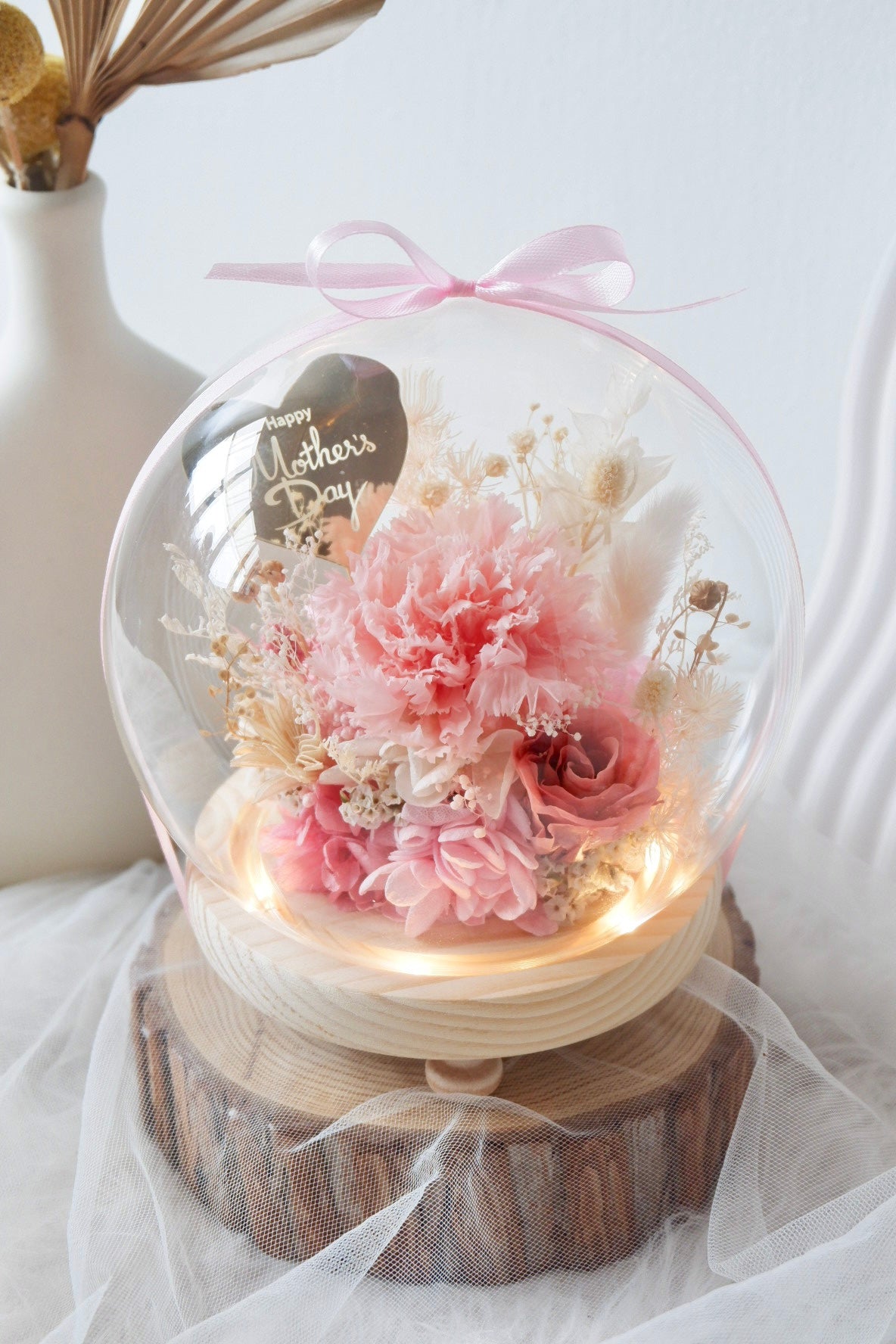 Carnation’s Love Preserved Flower Snow Globe