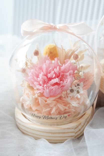 Petit Carnation Preserved Flower Snow Globe
